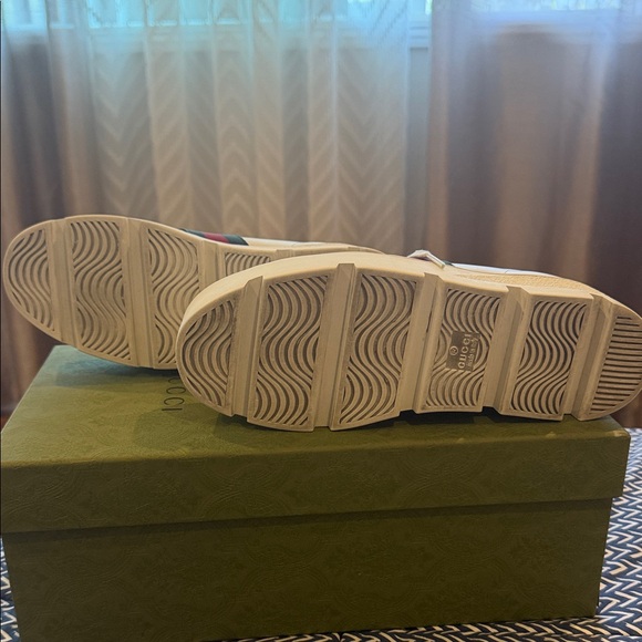 Gucci Ace Platform Sneakers Bee White Leather - Picture 2 of 8